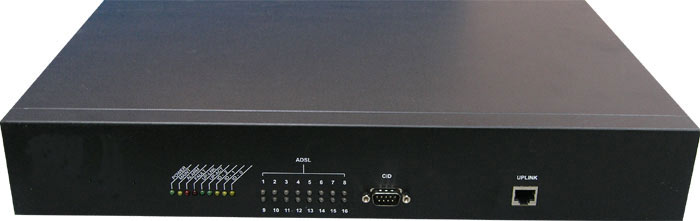 Вид спереди. DYNAMIX DC-16A/SA - 16 портовый ADSL DSLAM
